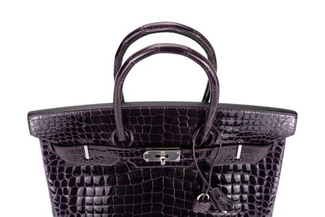 Hermès Birkin 35 Amethyst Porosus Crocodile with Palladium